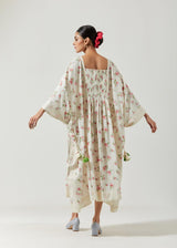 Ivory And Red Green Printed Dress