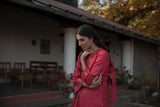 Kajri Pink Handwoven Silk Kurta Set