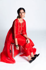Gurej Chanderi Silk & Embroidered Kurta Set
