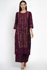 Phalsa Zari Resham Kurta