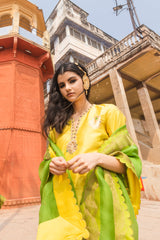 Peetambari Zarad Zari Kurta and Sharara