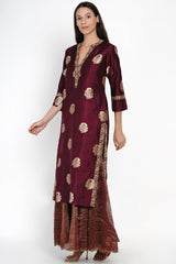 Phalsa Banarasi Zari Kurta and Sharara