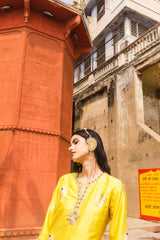 Peetambari Zarad Zari Kurta and Sharara