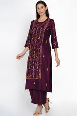 Phalsa Zari Resham Kurta