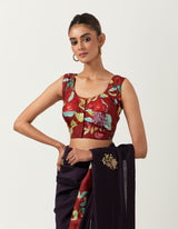 Syahi zardozi anar saree