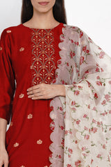 Kumkum Banarasi Buti Kurta
with Parijaat Odhni