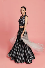 Chini Boora Cotton Mal Lehenga with Organza Silk Dupatta