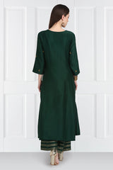 Panna Butidaarr Kalidar Resham Kurta With Chanderi Silk Palazzos and Organza Silk Dupatta