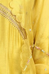 Champa Resham and Zari Angrakha Kurta With Chanderi Silk Pants and Hand Embroidered Dupatta