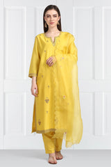 Champa Butidar Kurta With Zari Pants and Organza Silk Dupatta