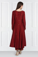 Kumud Zari Resham Kurta With Handloom Cotton Palazzos and Dupatta