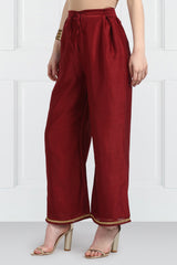 Kumud Zari Resham Kurta With Handloom Cotton Palazzos and Dupatta