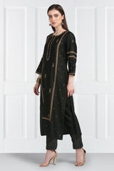 Shyama Resham Zardozi Kurta With Pants and Organza Silk Dupatta