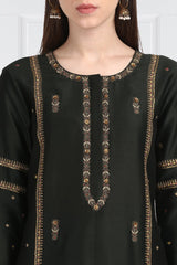 Shyama Resham Zardozi Kurta With Pants and Organza Silk Dupatta