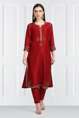 Gulnaar  Three Buti Zari Kurta With Pants and Organza Silk Dupatta