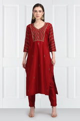 Gulnar Zari Kurta With Salwar and Organza Silk Dupatta