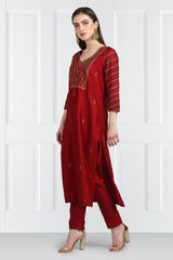 Gulnar Zari Kurta With Salwar and Organza Silk Dupatta