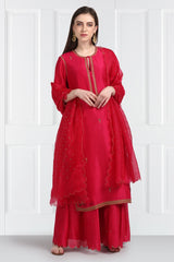 Gulal Resham Zardozi Kurta With Sharara and Organza Silk Dupatta
