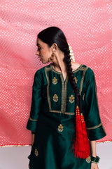 Moga Chanderi Silk Embroidered Kurta Set