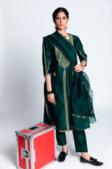 Dhankar Chanderi Silk & Zardozi Kurta Set