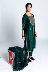Dhankar Chanderi Silk & Zardozi Kurta Set