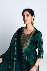 Dhankar Chanderi Silk & Zardozi Kurta Set