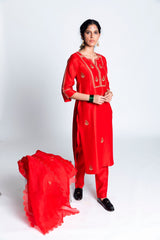 Gurej Chanderi Silk & Embroidered Kurta Set