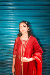 Gulnaar  Three Buti Zari Kurta With Pants and Organza Silk Dupatta