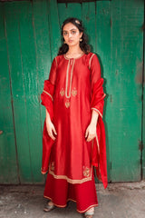 Gulnaar  Three Buti Zari Kurta With Pants and Organza Silk Dupatta