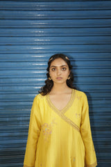 Champa Resham and Zari Angrakha Kurta With Chanderi Silk Pants and Hand Embroidered Dupatta