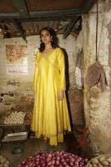 Champa Resham and Zari Angrakha Kurta With Chanderi Silk Pants and Hand Embroidered Dupatta