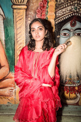 Gulal Resham Zardozi Kurta With Sharara and Organza Silk Dupatta