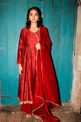 Kumud Zari Resham Kurta With Handloom Cotton Palazzos and Dupatta