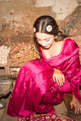 Gulal Silk Handwoven Sari With Resham Zardozi and Raw Silk Blouse