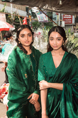 Panna Handwoven Sari With Resham Zardozi and Raw Silk Blouse