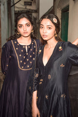 Neelkamal Resham and Sequins Mix Flower Kalidar Kurta With Hand-Embroidered Palazzos and Organza Silk Dupatta