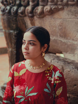 Laal Phool Lahariya Kurta Set