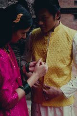 YELLOW BANARASI SADRI