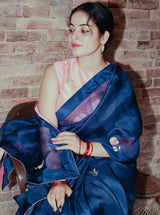 Neel Gulab Saree And Blouse