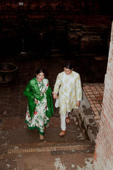 YELLOW CHINNIYA SILK KURTA SET