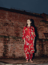 Laal Phool Kimono Kurta Set