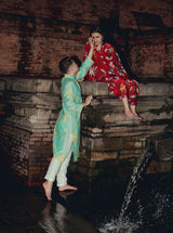 Laal Phool Kimono Kurta Set