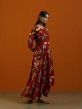 Laal Phool Lahariya Kurta Set