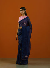 Neel Gulab Saree And Blouse