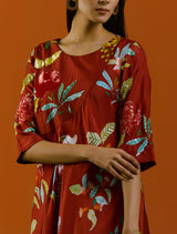 Laal Phool Lahariya Kurta Set