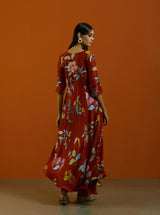 Laal Phool Lahariya Kurta Set