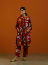 Laal Phool Kimono Kurta Set