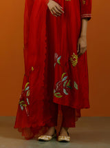 Laal Sunahri Kurta Set
