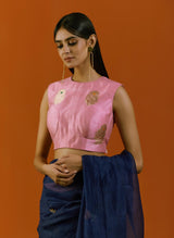 Neel Gulab Saree And Blouse