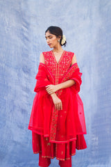 Oorja Kalidar Mettalic Zari Kurta With I Pants